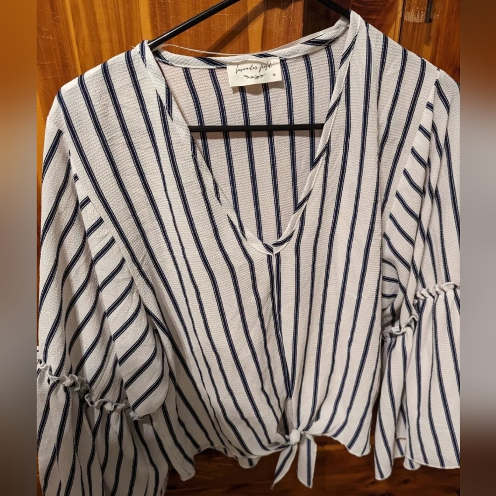 Lavender field belle sleeve stripe crop